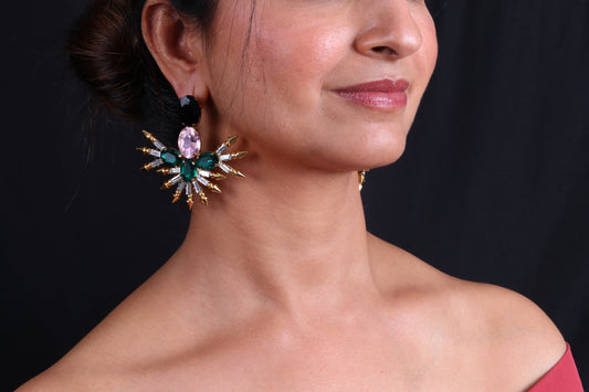 Golden-green party-earrings