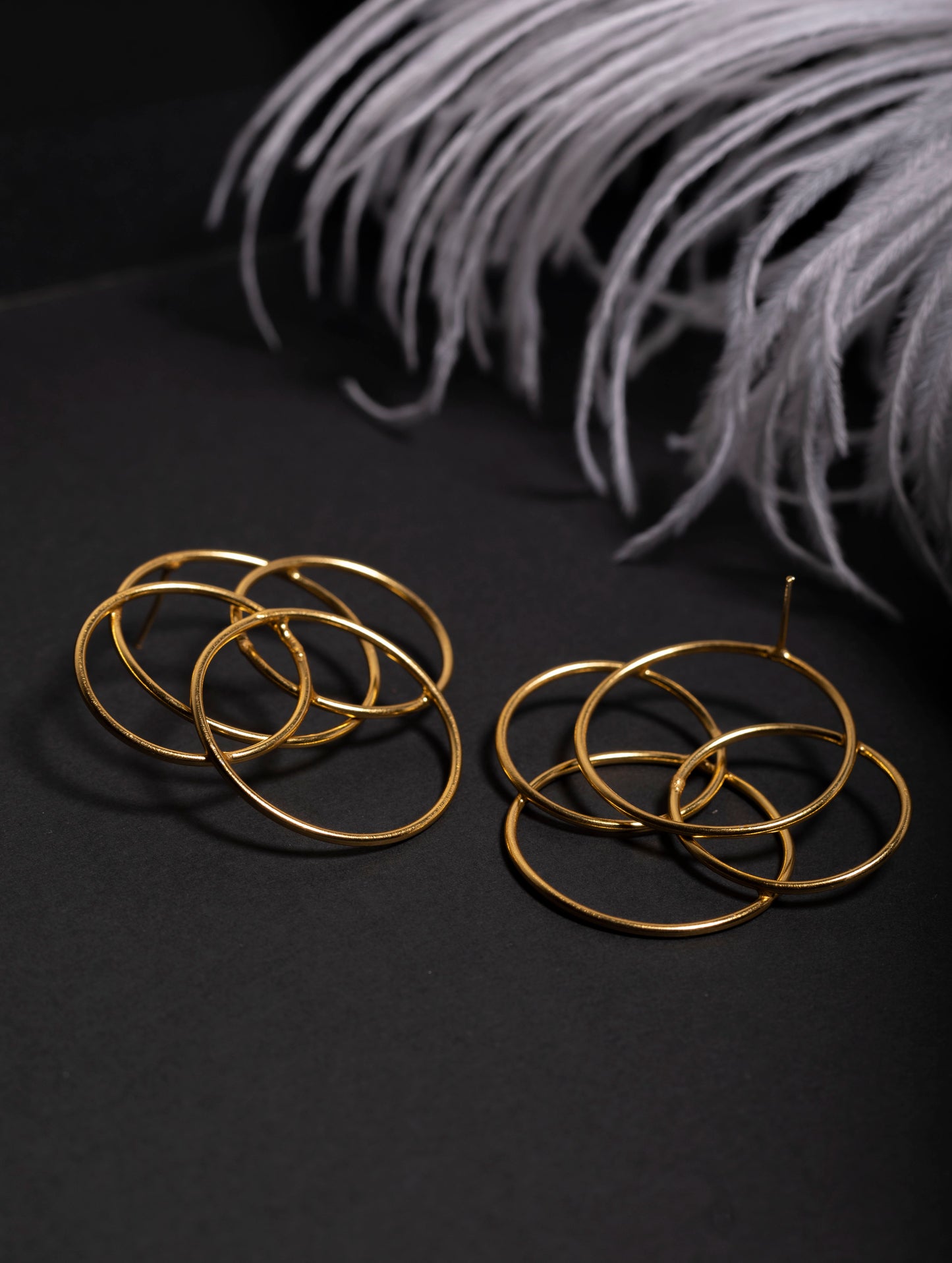 golden circular hoop earrings