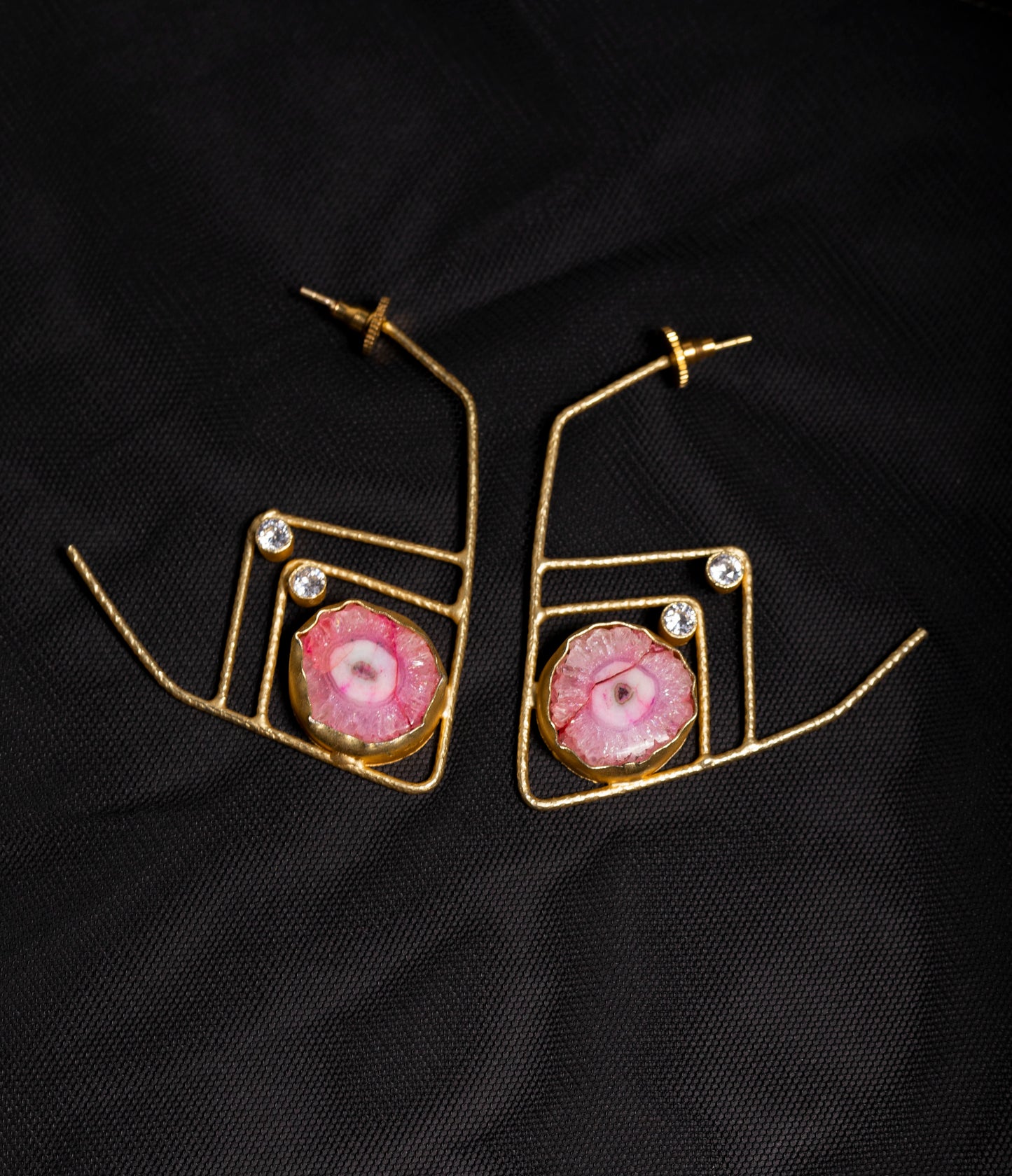 golden-pink-druzzy-hoops