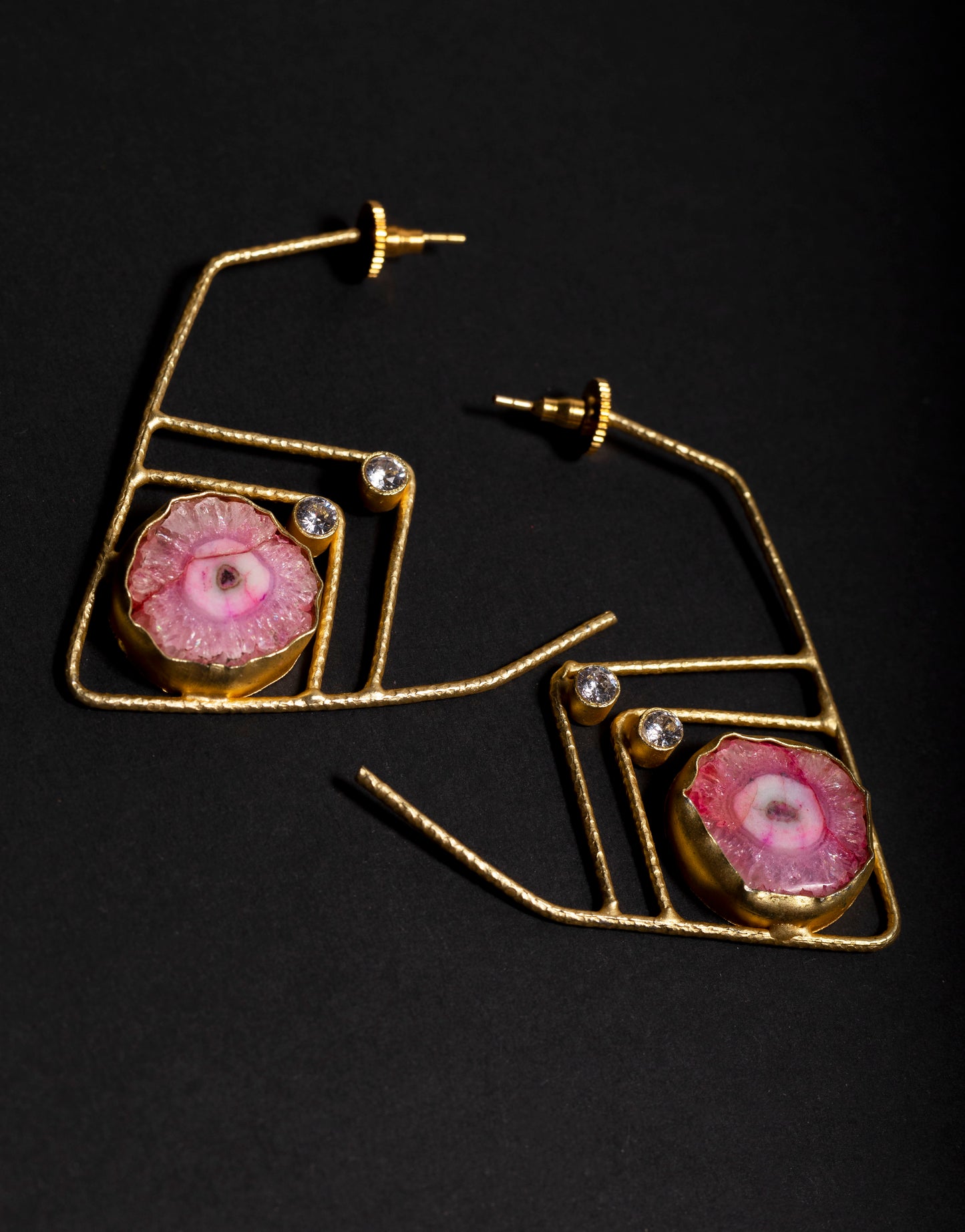 golden-pink-druzzy-hoops