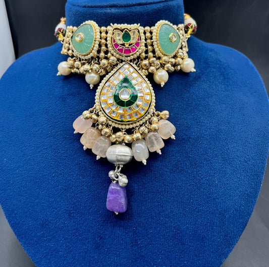 Inayat Dual-Tone GREEN Choker necklace