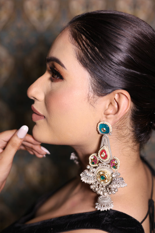 silver-traditional-indian -jhumkas (Chandani jhumkas)