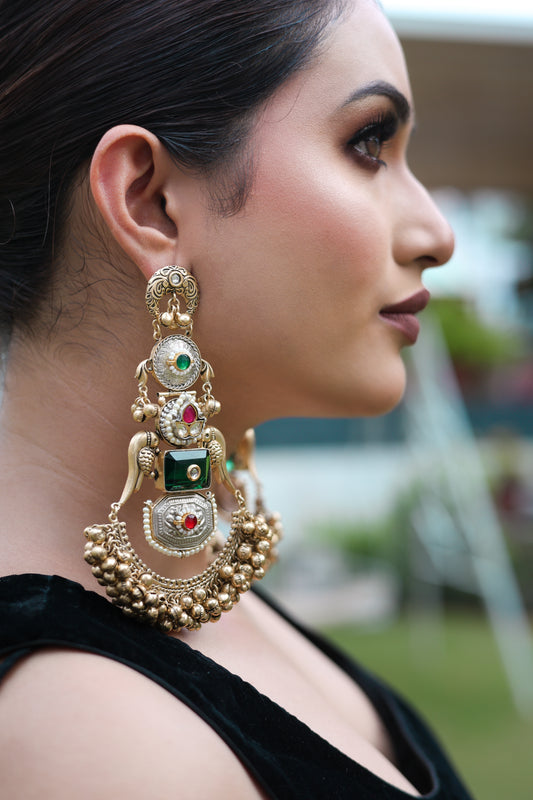golden-silver-brass jhumkas (DIVA JHUMKAS)