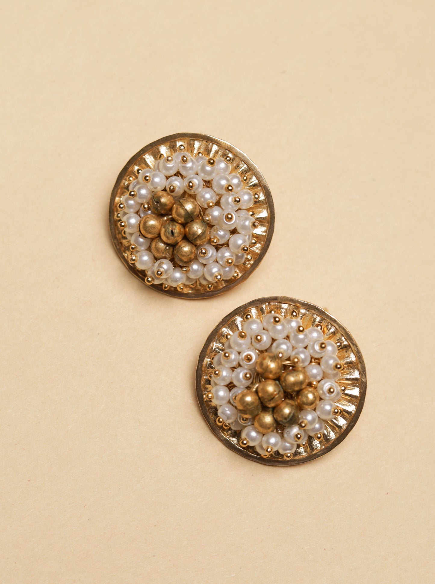 golden ghungroo stud statement earrings