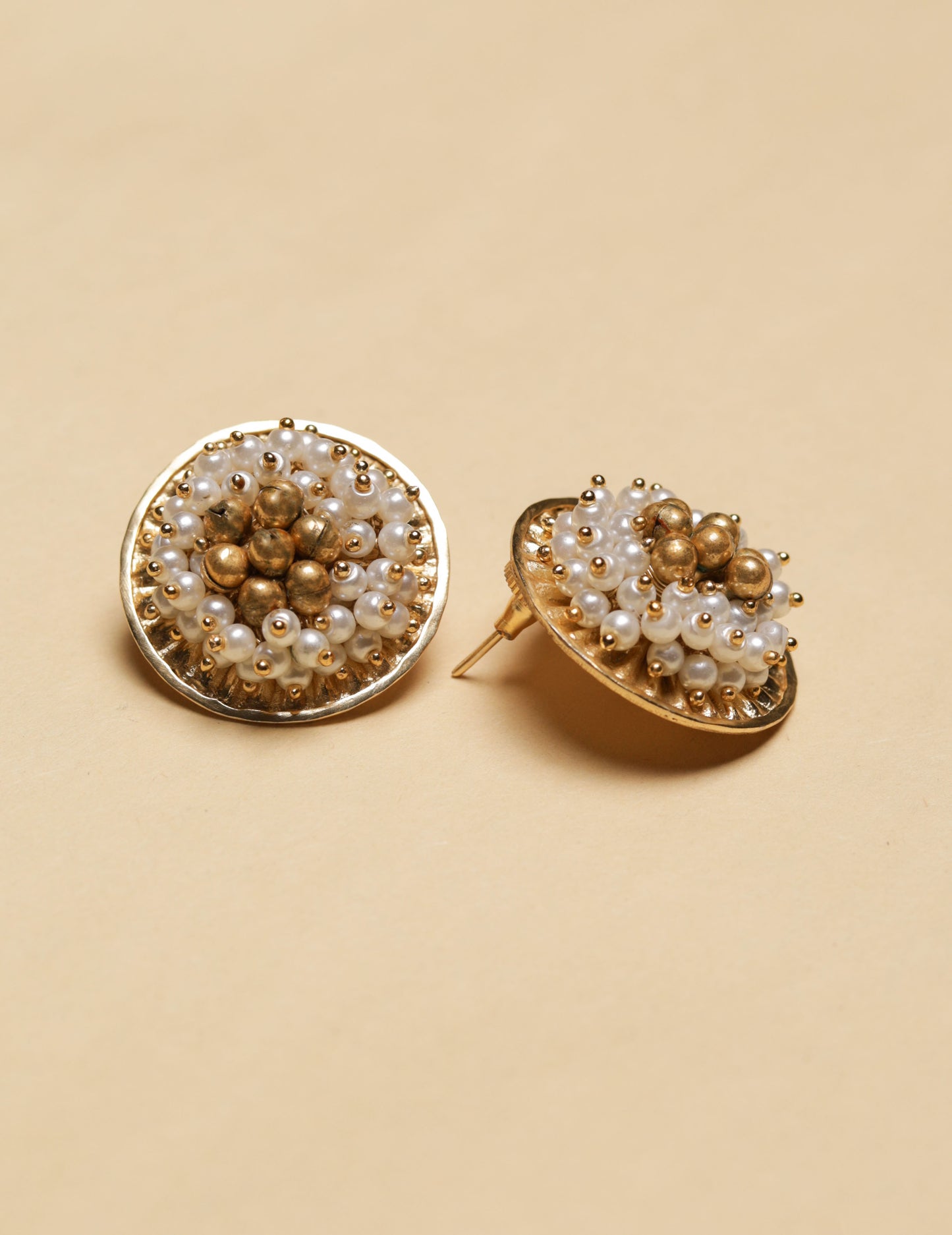 golden ghungroo stud statement earrings