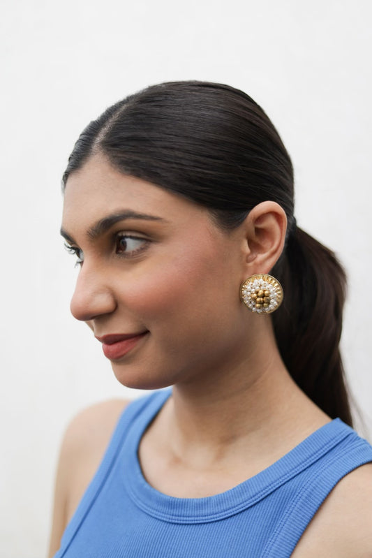 golden ghungroo stud statement earrings
