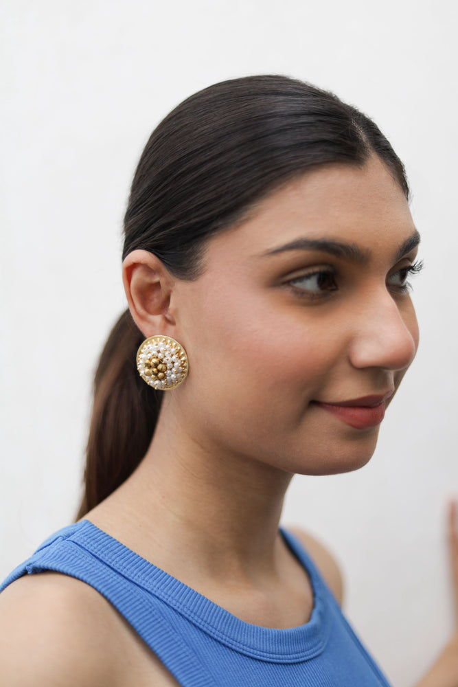 golden ghungroo stud statement earrings