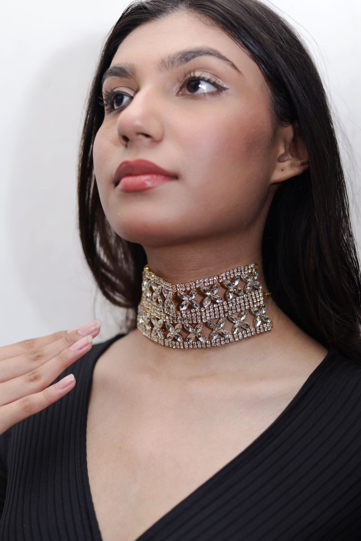 Golden-crystal-partywear-chokernecklace