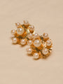 golden pearl statement stud earrings