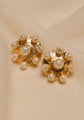 golden pearl statement stud earrings