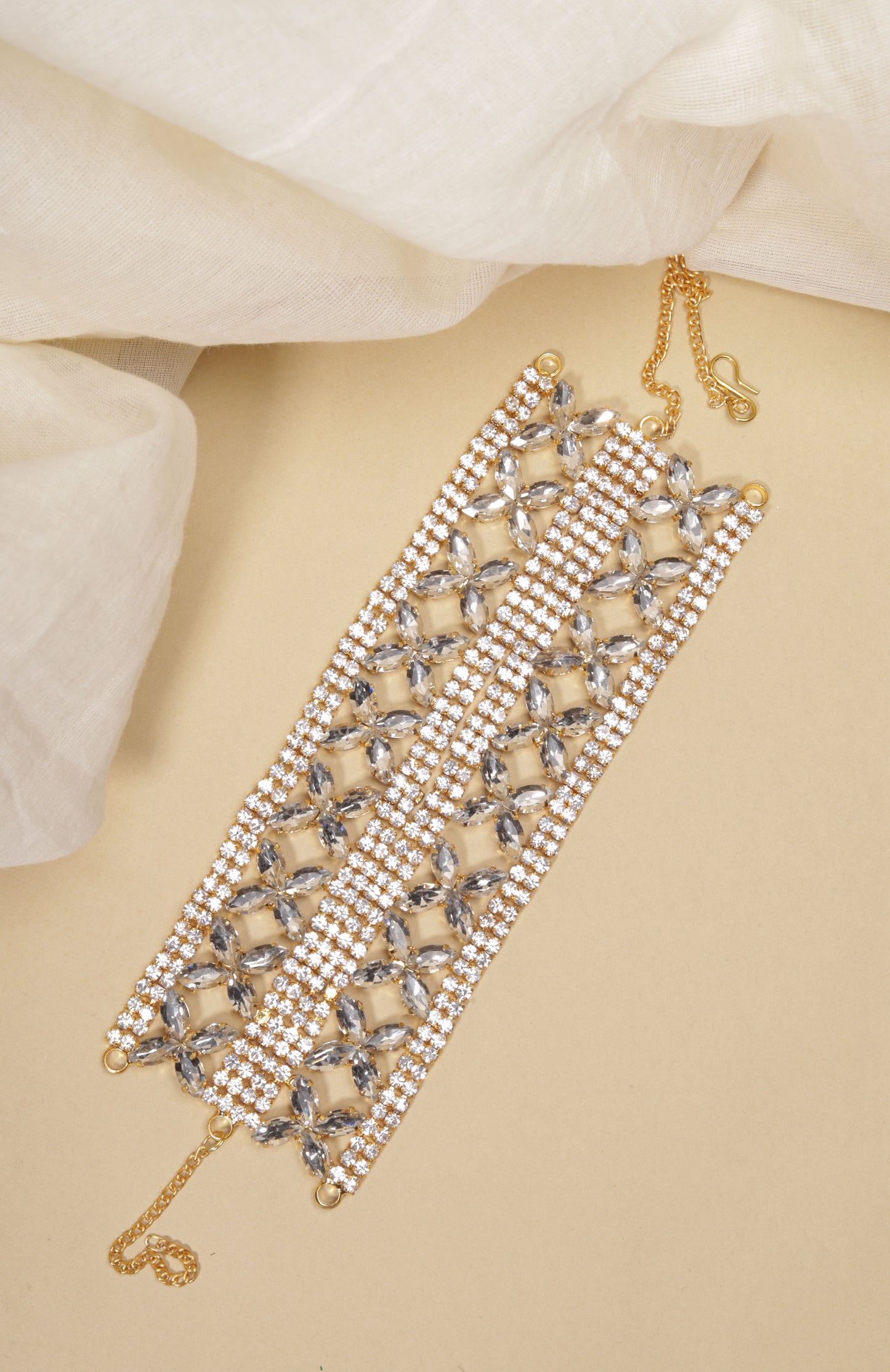 Golden-crystal-partywear-chokernecklace