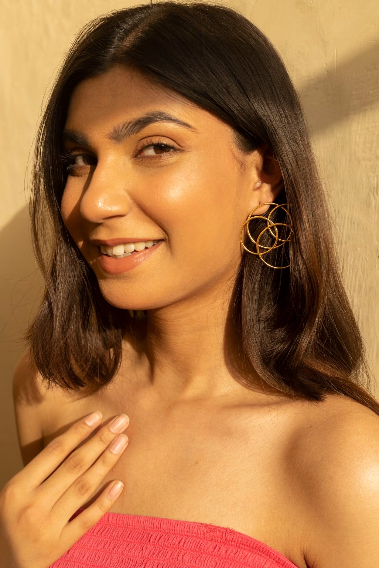 golden circular hoop earrings