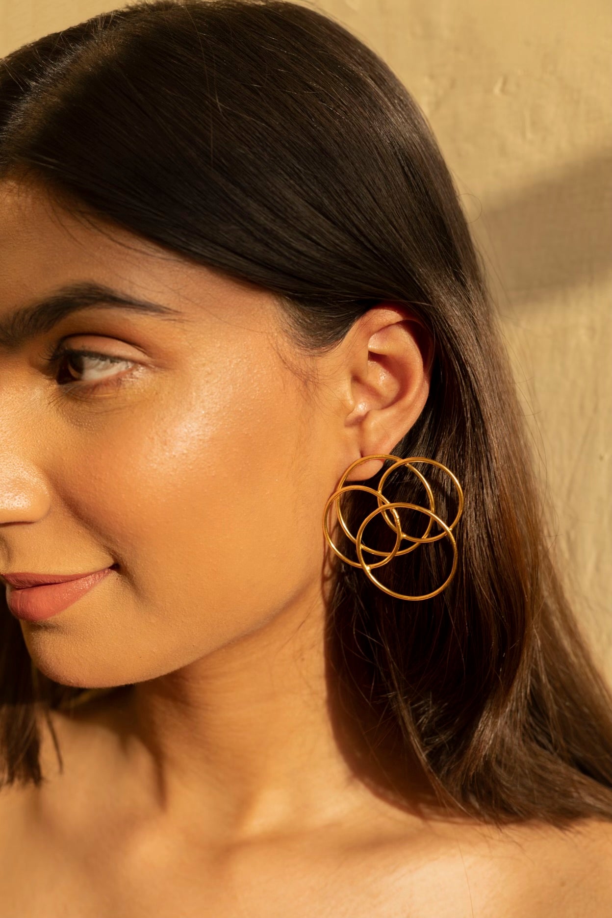 golden circular hoop earrings