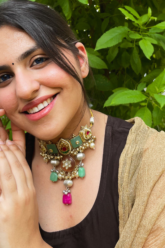 gold & silver-RAS RASIYA-brass choker necklace