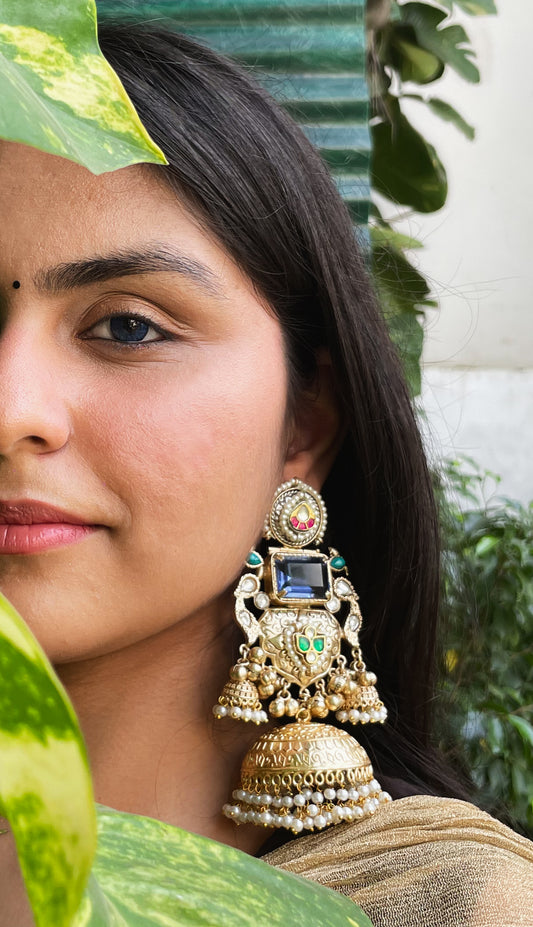 golden-ras rasiya-brass jhumkas