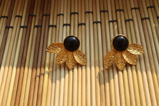 BLACK GOLDEN PARTY WEAR STUDS