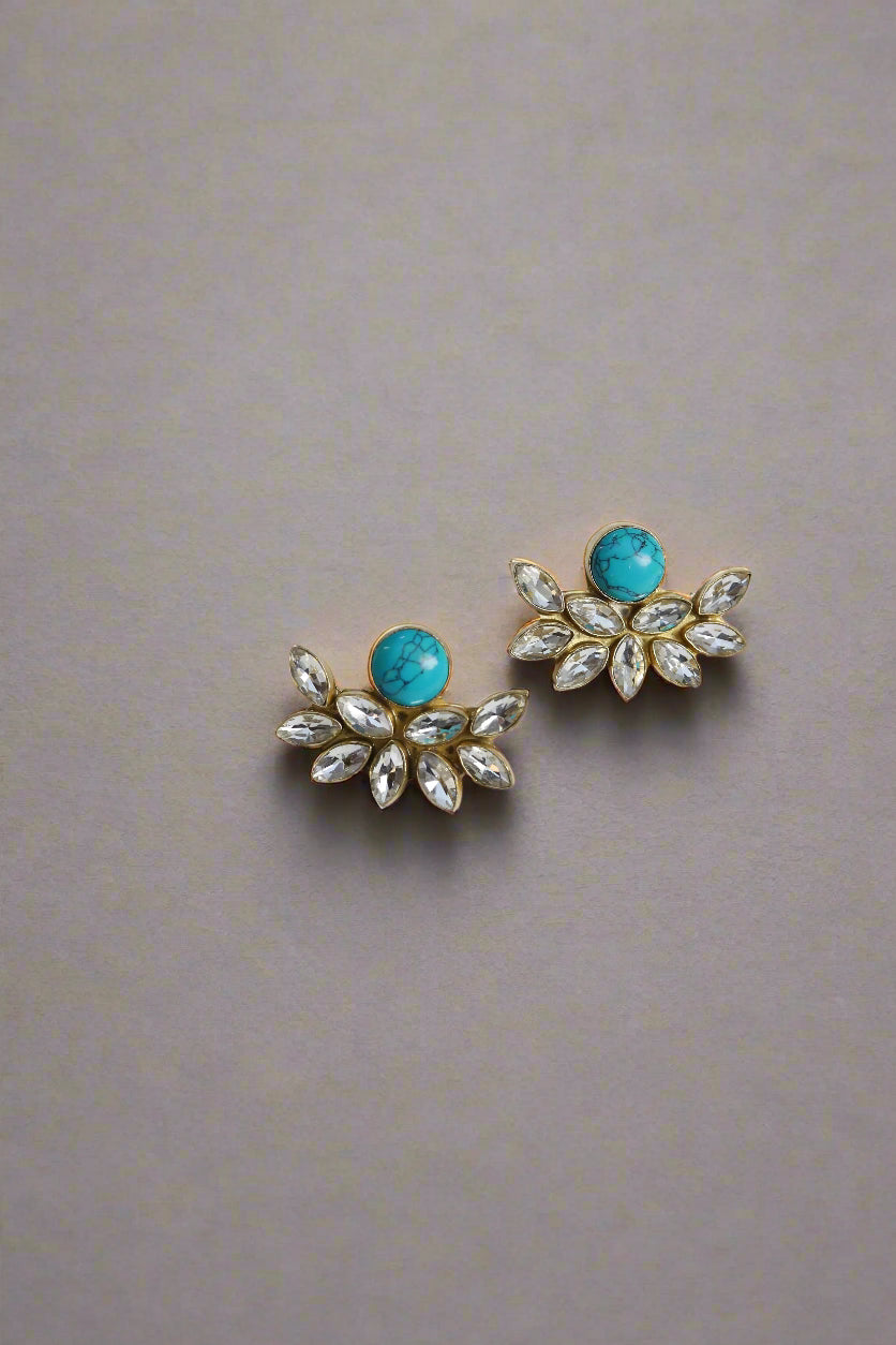 ferozi kundan studs earrings