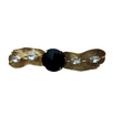 Gold Plated Black Stone Leaf Ring