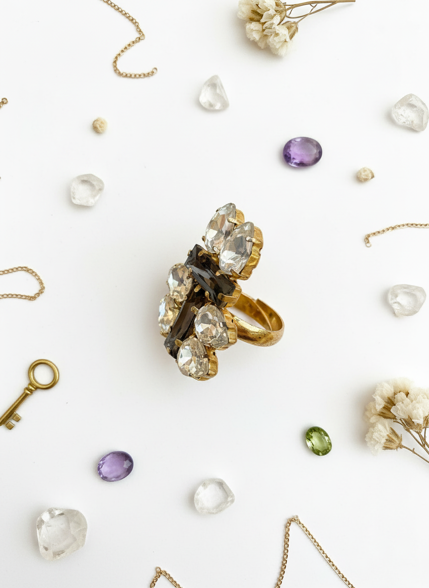 golden stone statement ring