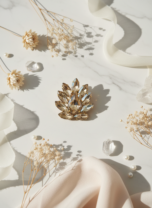 golden floral statement ring