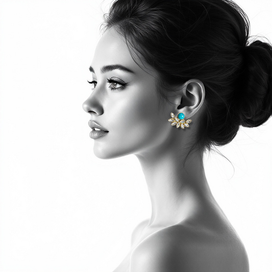 ferozi kundan studs earrings