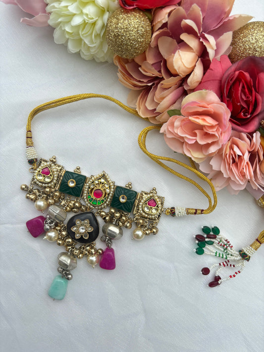 Ras Rasiya Green Dual Tone Choker