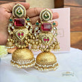 Red-kundan-Bridal-Jhumka-Earrings