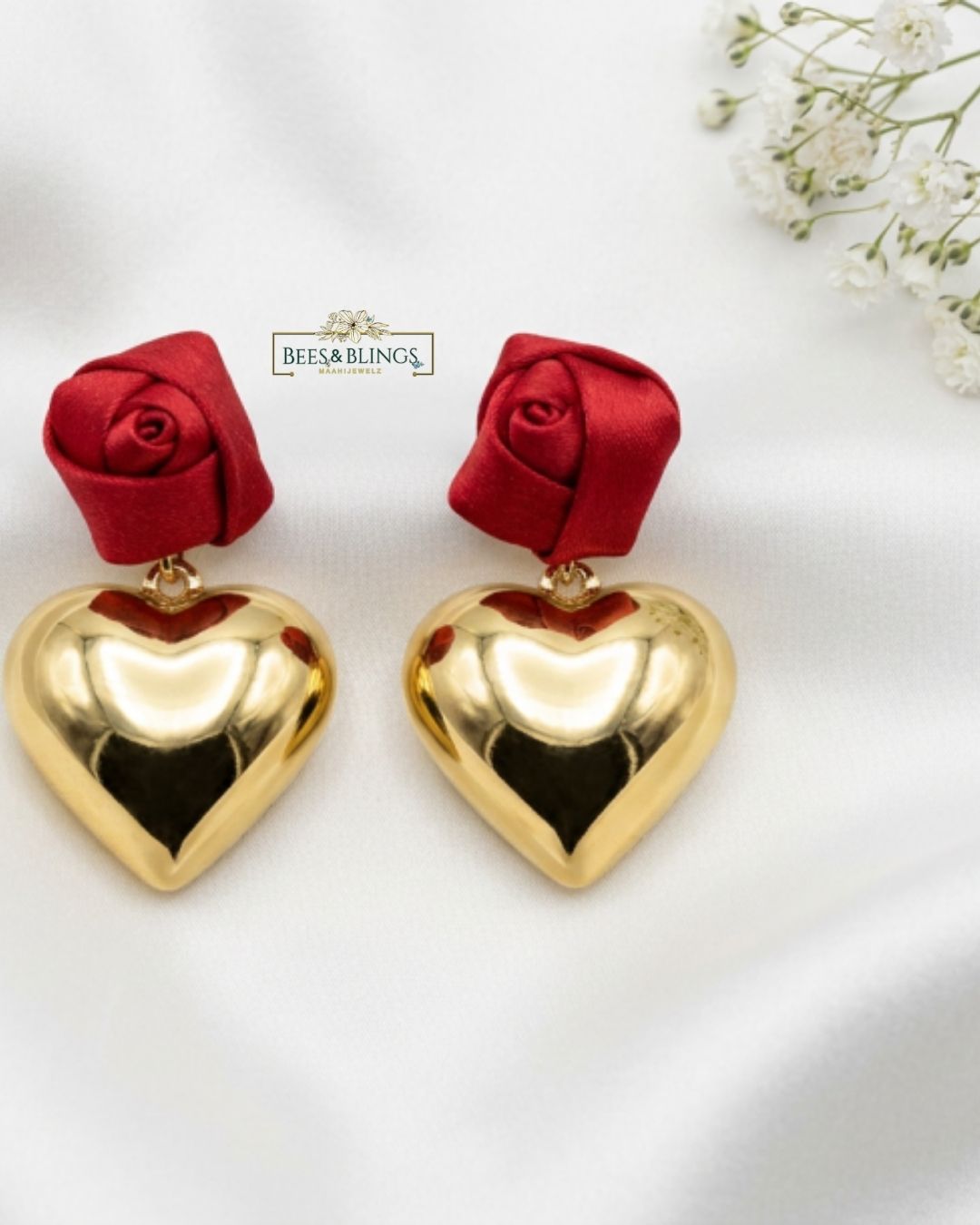 Redgolden_heart_statement _studs