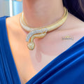 Golden Crystal Snake Choker Necklace