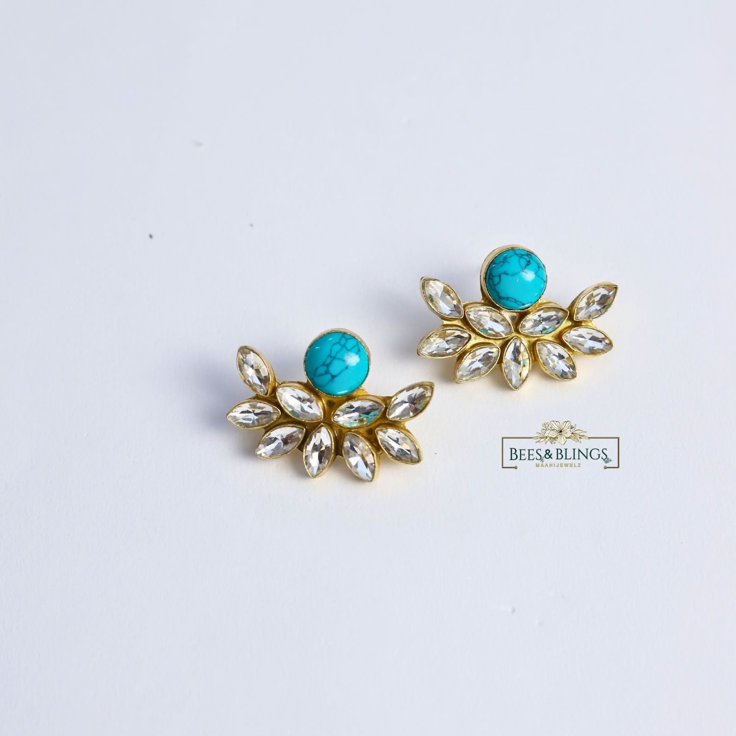 Turquoise-kundan-studs