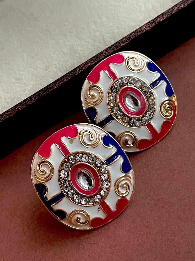 pink ethnic Stud Earrings