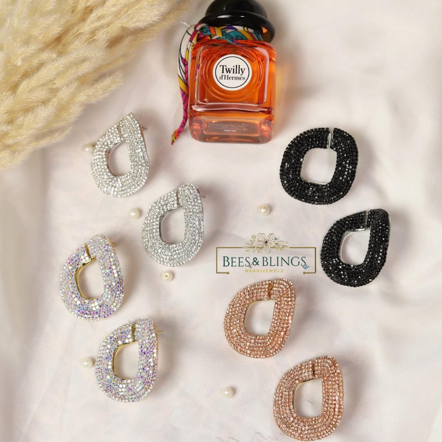 golden Crystal Hoop Earrings