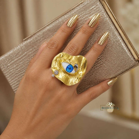 Golden Evil Eye Statement Ring