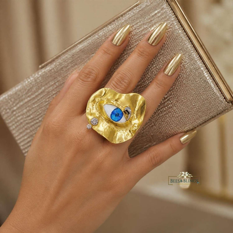 Golden Evil Eye Statement Ring