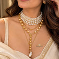 Golden Pearl Layered Choker Necklace