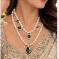 Emerald Green Pearl layered Necklace
