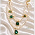 Emerald Green Pearl layered Necklace