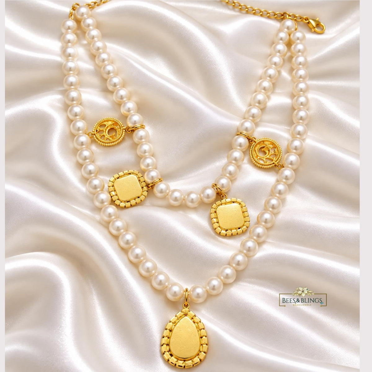 Emerald Green Pearl layered Necklace