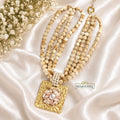 Cream Beige Marbled Beaded Statement Necklace | Bees & Blings