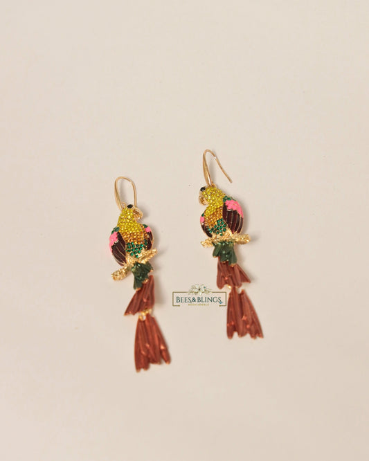 Multicolour Parrot statement earring
