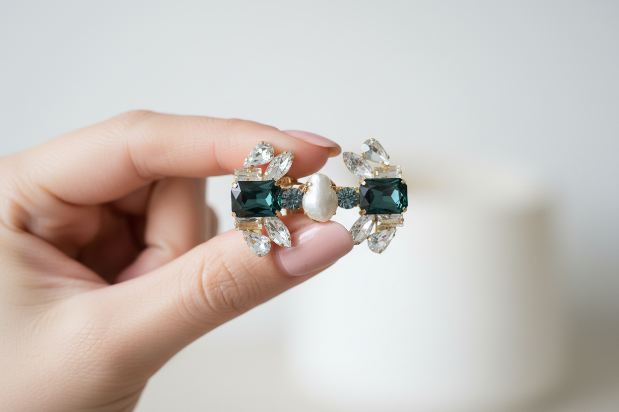 rhinestone baroque pearl statement ring