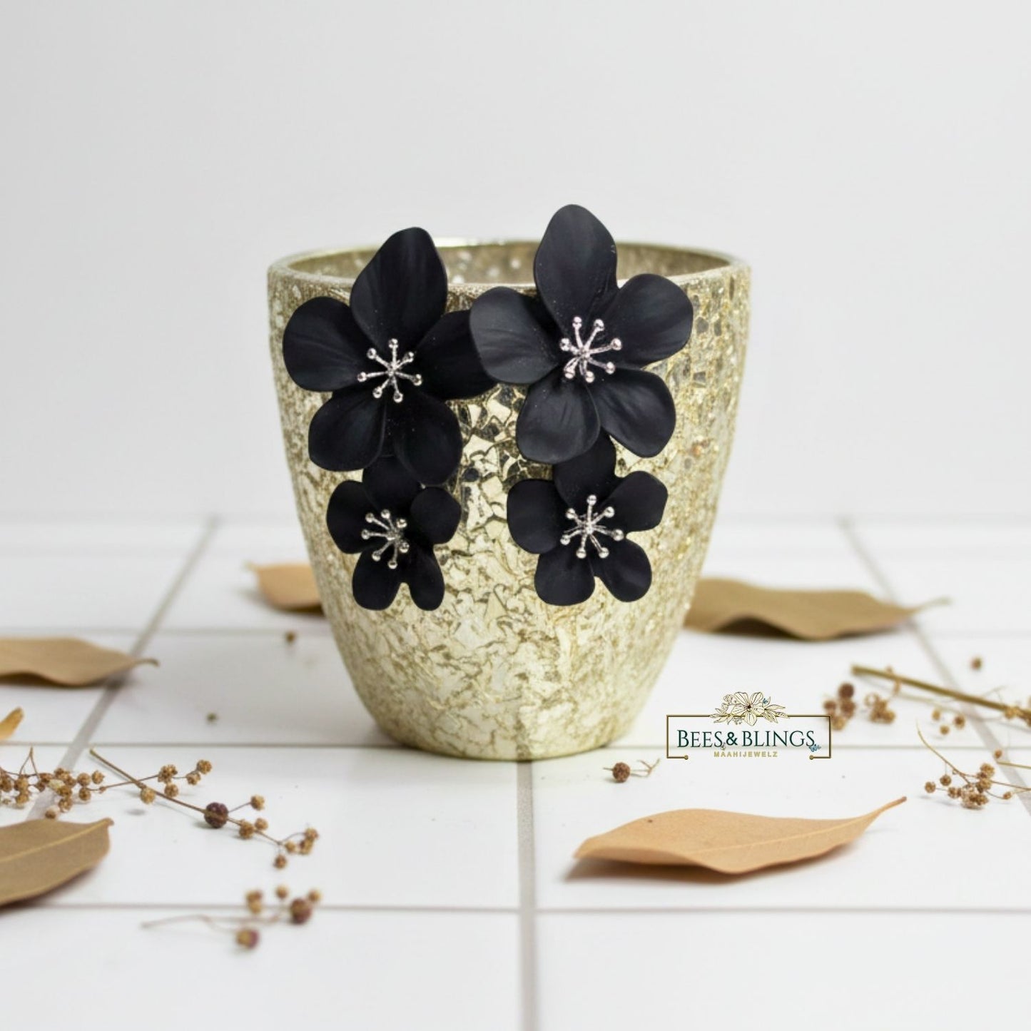 black-floral-statement-studs-earrings