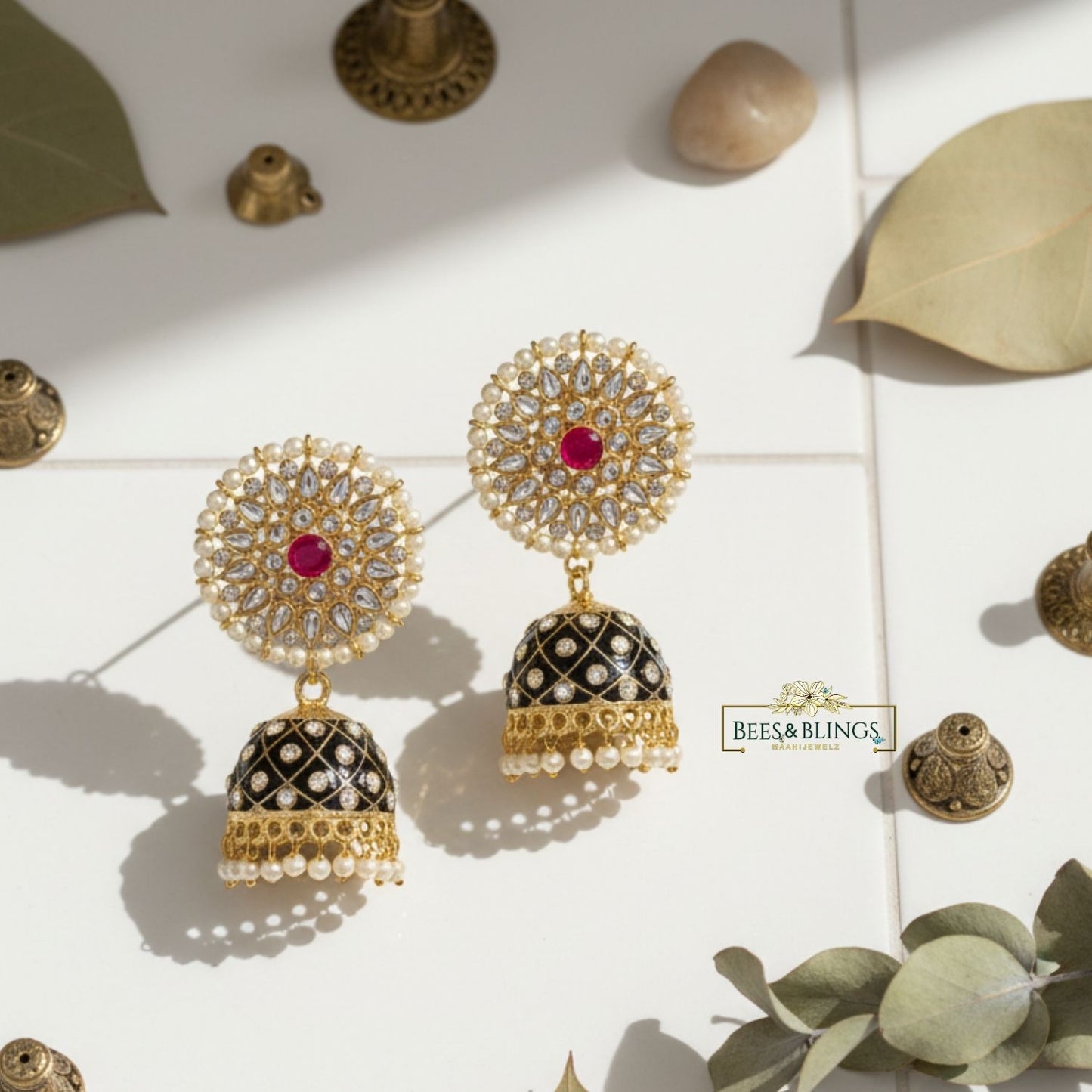 black-kundan-wedding-jhumkis