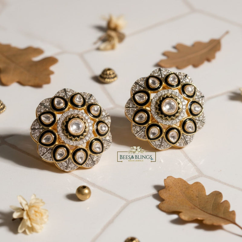 Golden Mossoinate Stud Earrings