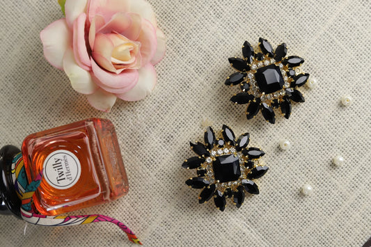 black-rhinestone-statement-studs