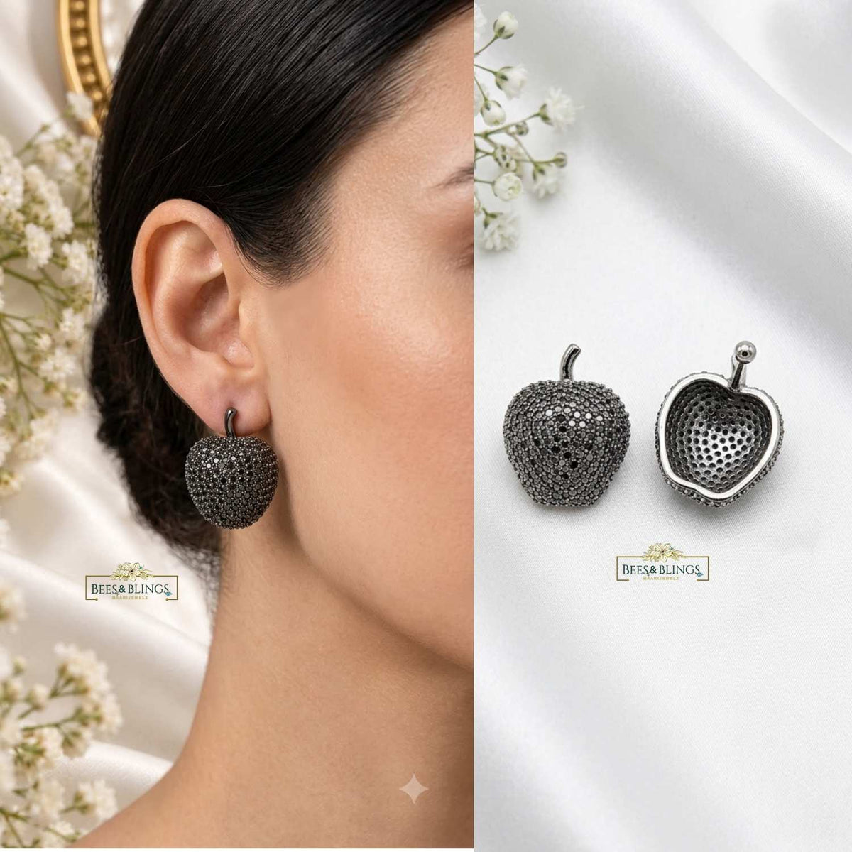 Black Statement Stud Earrings