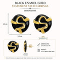 Black Enamel Statement Stud Earrings