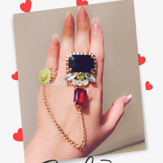 black dual statement ring