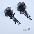 Black Floral Tassel Earrings