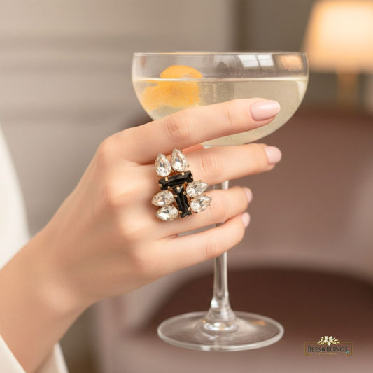 black golden statement ring